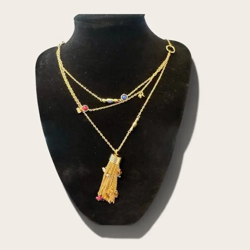 Madewell Womens Semiprecious Tassel Pendant Layered Necklace One Size NWT - Picture 8 of 12